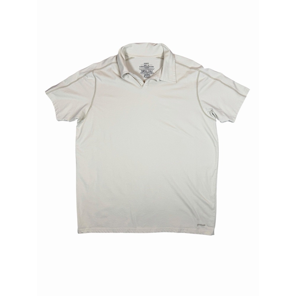 Patagonia Polo Shirt Mens XL Beige Organic Cotton Stretch Performance Golf